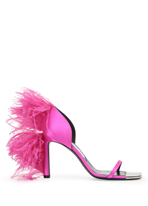 Amazona Fuşya Topuklu Saten Sandalet - Görsel 2