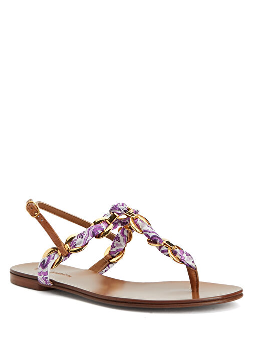 Mor Kadın Deri Sandalet - Görsel 3