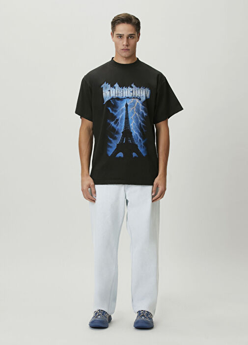 Balenciaga Siyah Erkek Siyah Grafik Baskılı T-shirt 1954784 | Beymen
