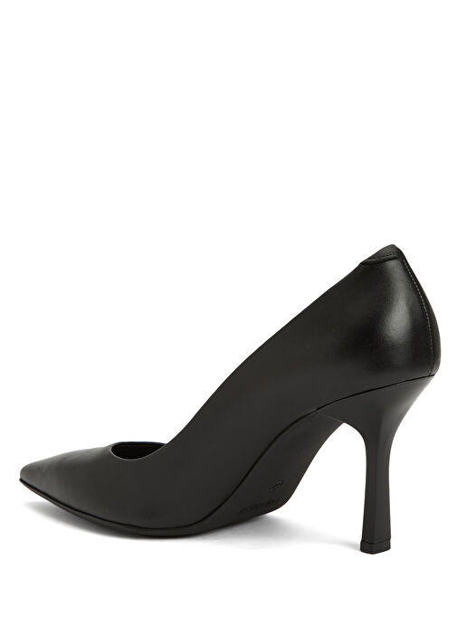 Siyah Deri Topuklu Ayakkabı - Görsel 4