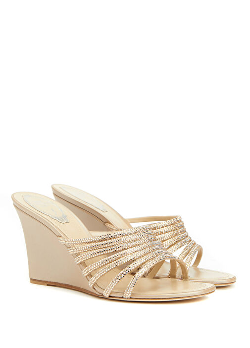 Bej Taşlı Topuklu Terlik - Görsel 3