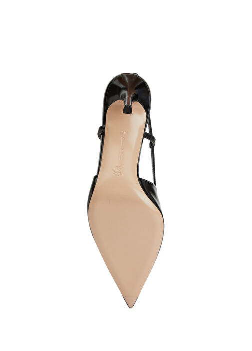 Siyah Deri Topuklu Ayakkabı - Görsel 6