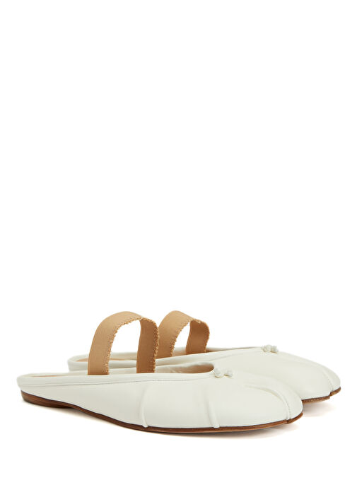 Tabi Beyaz Deri Babet - Görsel 3