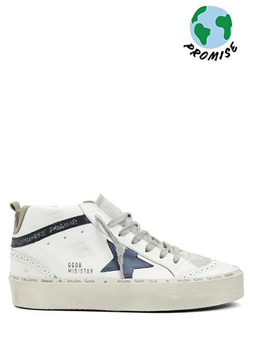 Mid Star Lacivert Beyaz Kadın Deri Sneaker - Görsel 2