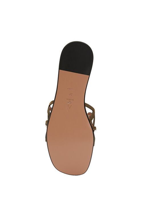 Haki Kadın Deri Terlik - Görsel 6