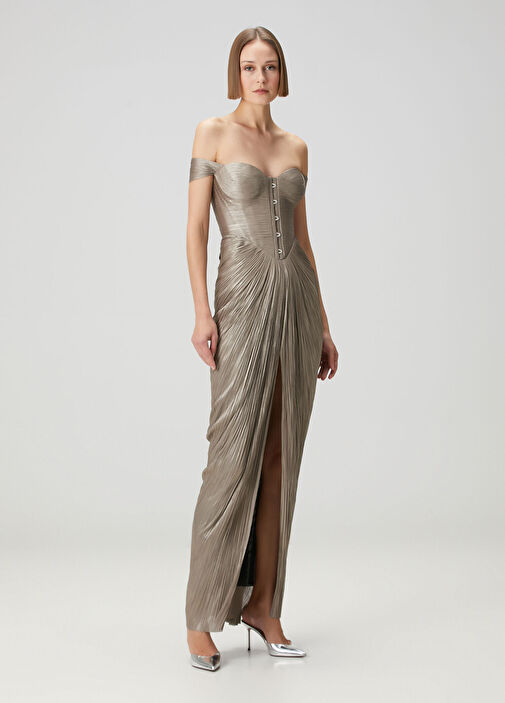 Maria Lucia Hohan - Susie Taupe Maxi Silk Evening Dress