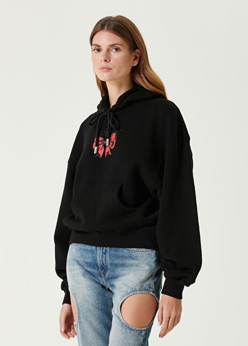 Off White Siyah Kad n Siyah Kapu onlu Logolu Sweatshirt 1568957 Beymen