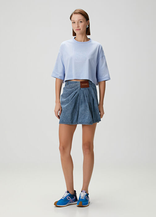 Loewe - Blue Draped Mini Denim Skirt
