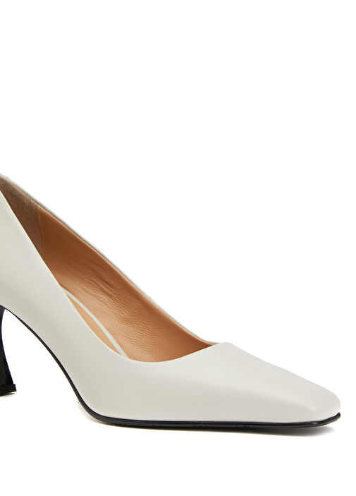 Kırık Beyaz Kadın Deri Stiletto - Görsel 7