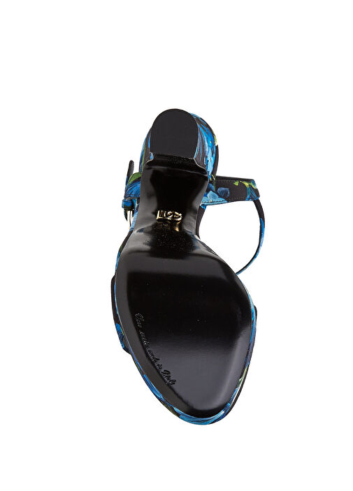 Mavi Desenli Kadın İpek Sandalet - Görsel 6