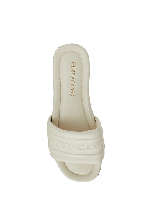 Kırık Beyaz Kadın Deri Terlik - Görsel 5