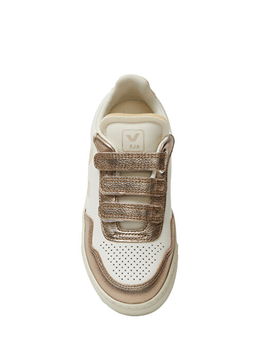 Small V-90 Beyaz Gold Çocuk Deri Sneaker - Görsel 5