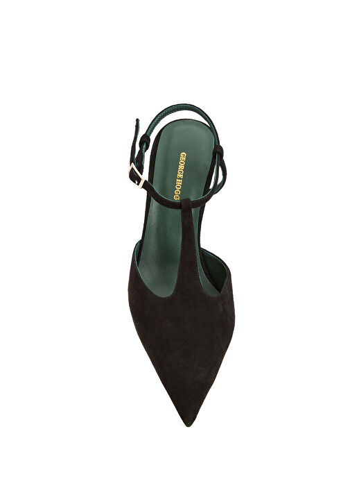 Siyah Deri Topuklu Ayakkabı - Görsel 5