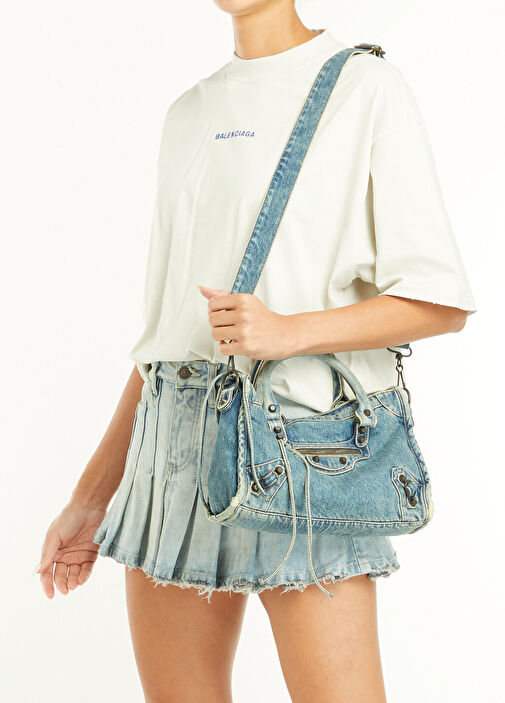 Balenciaga - Le City Small Mavi Kadın Denim Çanta - Mavi