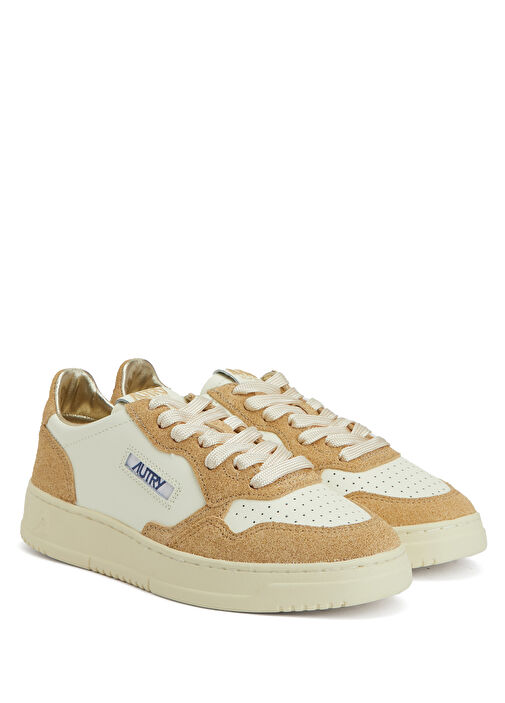 Kahve Beyaz Kadın Deri Sneaker - Görsel 3