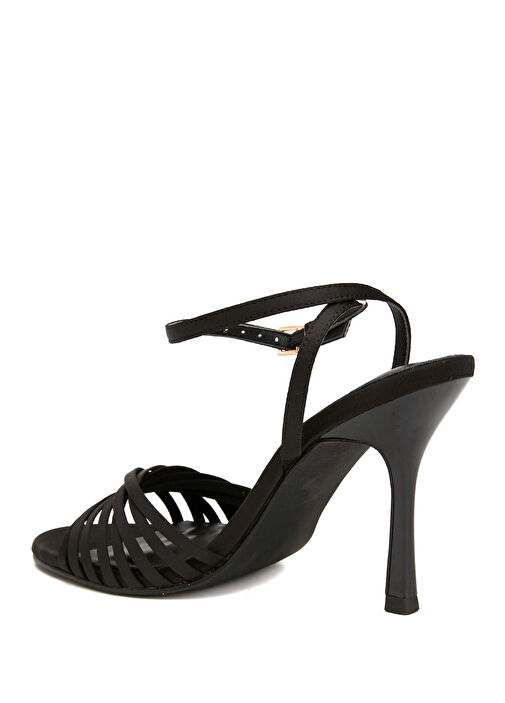 Siyah Kadın Saten Sandalet - Görsel 4