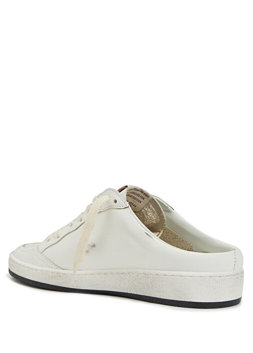 Ball Star Sabot Beyaz Kadın Deri Terlik - Görsel 4