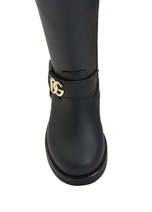 Siyah Logolu Kız Çocuk Deri Bot - Görsel 5