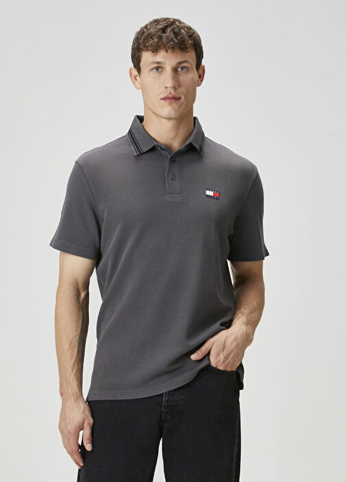 ultimus Offset Button Polo Shirt グレー 半袖 Tommy Jeans - Gri Polo Yaka T-shirt - Gri