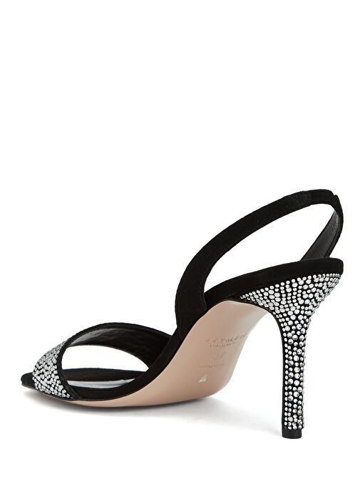 Siyah Taşlı Deri Topuklu Ayakkabı - Görsel 4