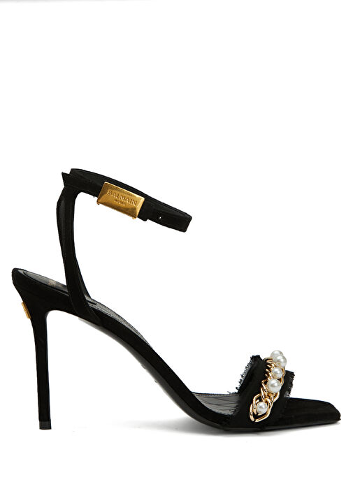 PD Siyah Gold Kadın Deri Sandalet - Görsel 2