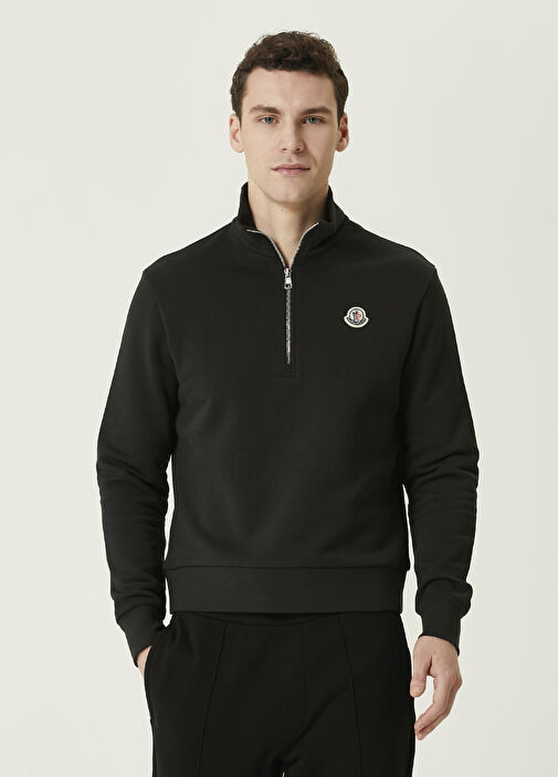 Moncler Siyah Logolu Sweatshirt Siyah