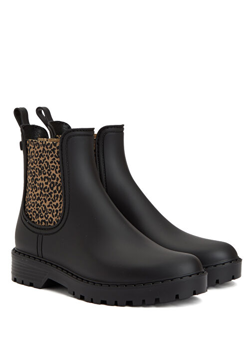 Siyah Leopar Desen Detaylı Kadın Bot - Görsel 3