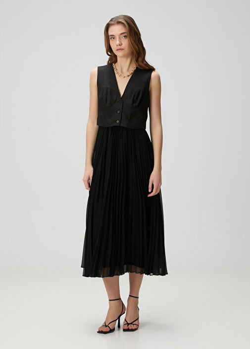 black western dresses for women Ramia Pointelle Knit Midi Dress Black & Gold