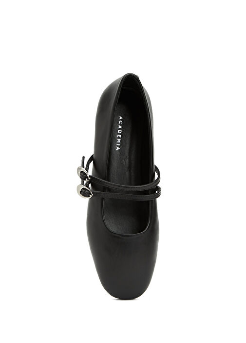 Siyah Amorf Tokalı Deri Babet - Görsel 5