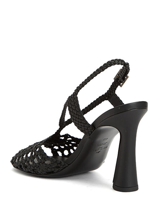 Siyah Örgülü Kadın Sandalet - Görsel 4