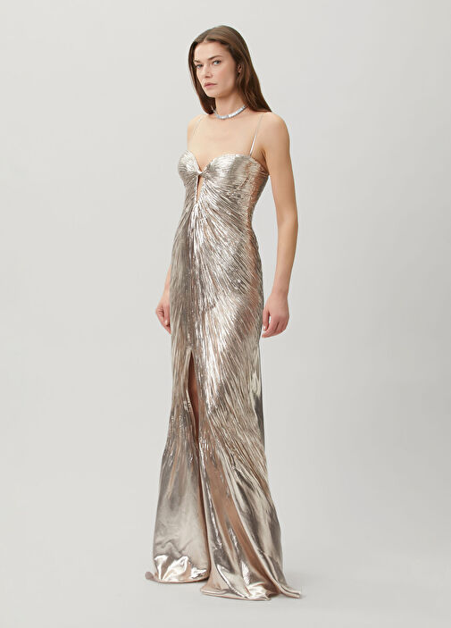 maria lucia gold dress Alessandra gathered silk bustier gown in gold - Maria Lucia Hohan
