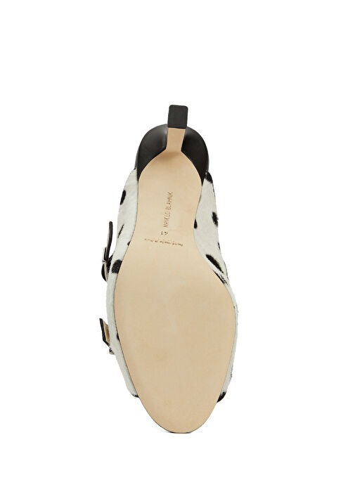 Siyah Beyaz Kadın Deri Terlik - Görsel 6