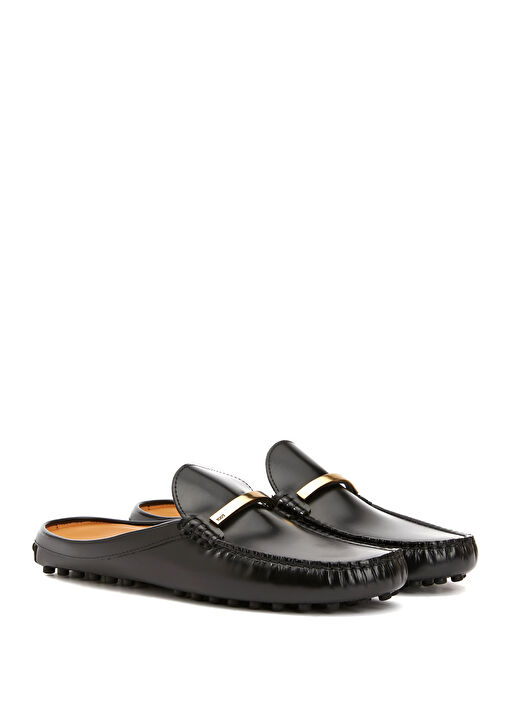 Gommino Siyah Logo Detaylı Kadın Deri Loafer - Görsel 3