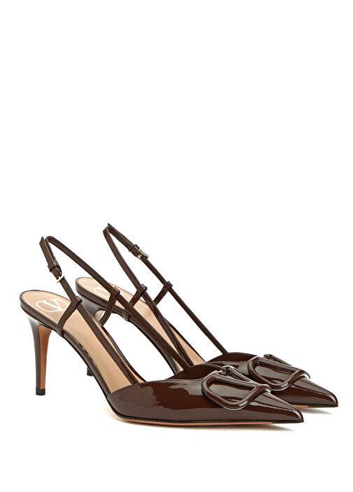 Sling Kahverengi Deri Topuklu Ayakkabı - Görsel 3