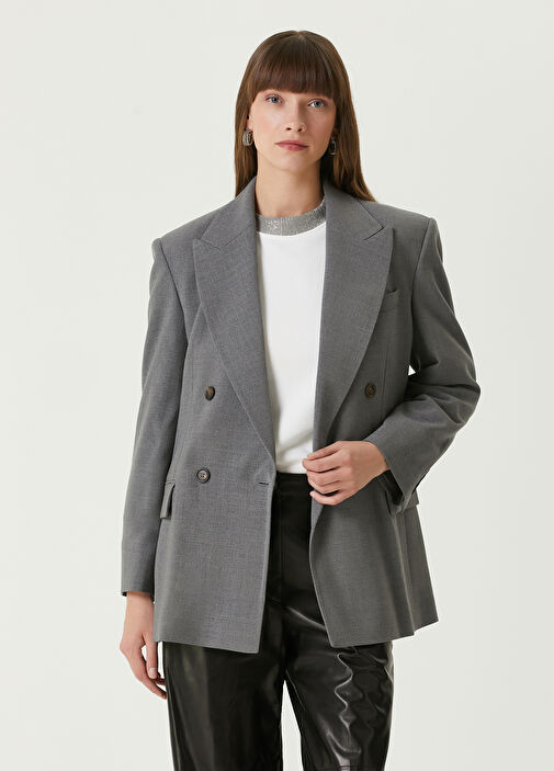 ジャケット Brunello Cucinelli Grey Double-Breasted Wool Jacket Brunello Cucinelli - Grey Double-Breasted Wool Jacket