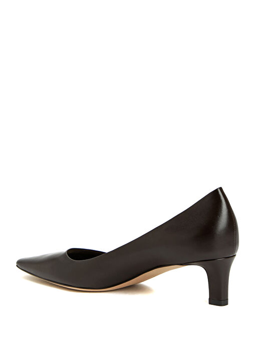 Koyu Kahverengi Deri Topuklu Ayakkabı - Görsel 4