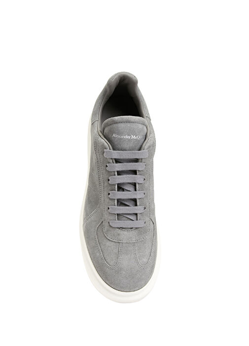 Oversized Retro Gri Erkek Deri Sneaker - Görsel 5