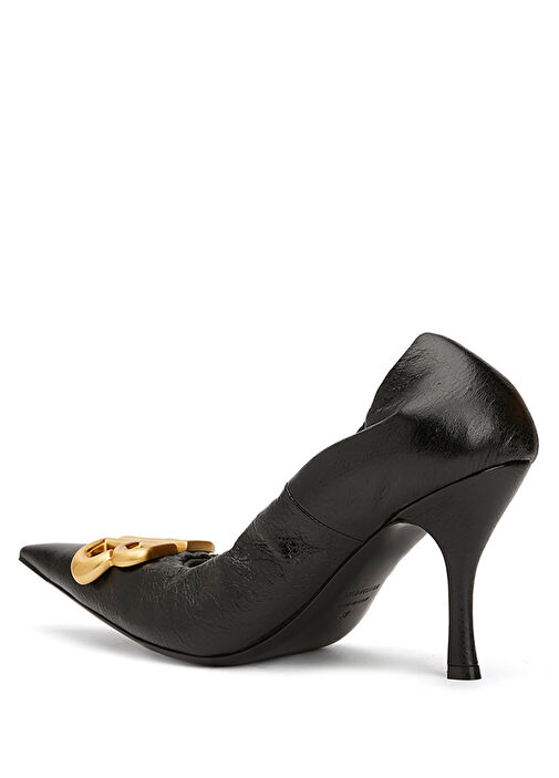 Monaco Siyah Deri Topuklu Ayakkabı - Görsel 4