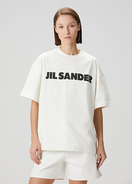 Jil Sander - Beyaz Logo Baskılı T-shirt - Beyaz