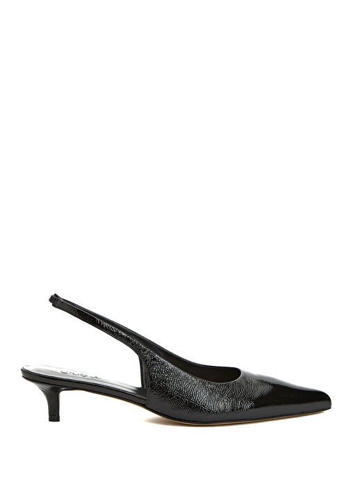 Siyah Deri Topuklu Ayakkabı - Görsel 2