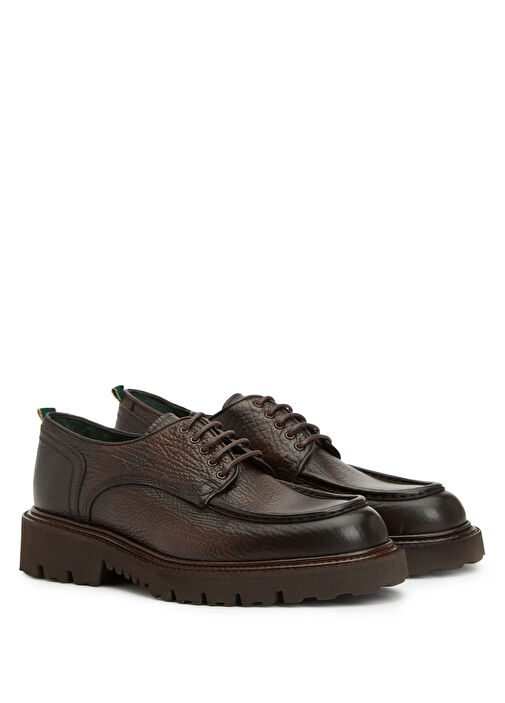 Kahverengi Floter Baskılı Erkek Deri Ayakkabı - Görsel 3
