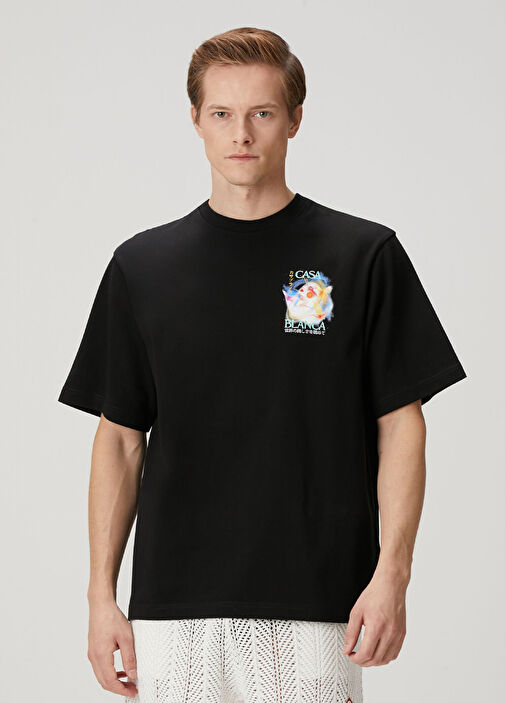Casablanca - Siyah Organik Pamuk T-shirt - Siyah
