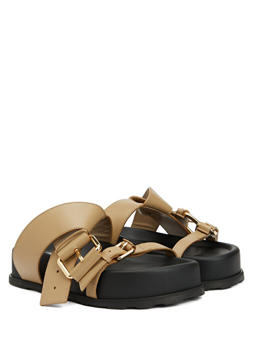 Bej Kadın Deri Terlik - Görsel 3