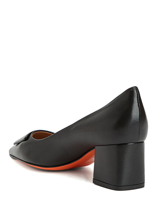 Siyah Deri Topuklu Ayakkabı - Görsel 4