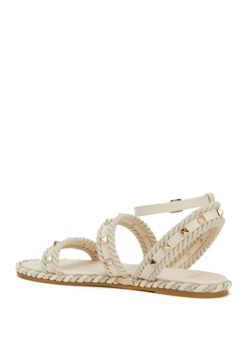 Rockstud Torchon Ekru Kadın Deri Sandalet - Görsel 4
