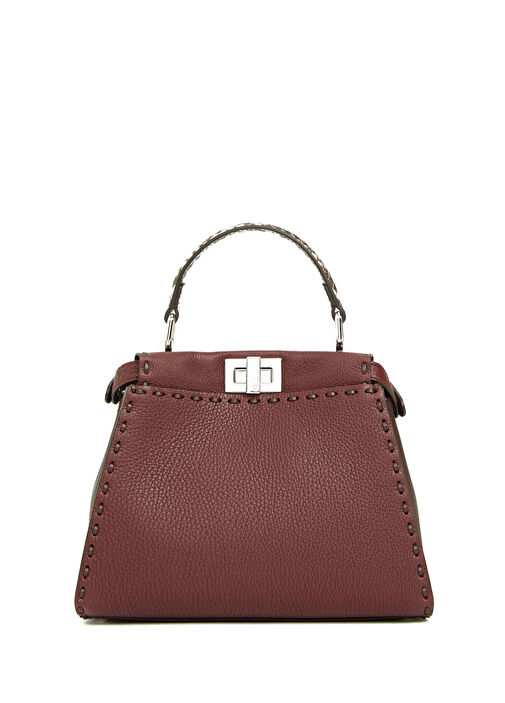 Fendi Bordo Kadın Mini Peekaboo Bordo Kadın Deri Çanta 1884315
