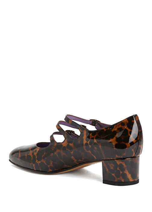 Kına Leopar Desenli Deri Topuklu Ayakkabı - Görsel 4