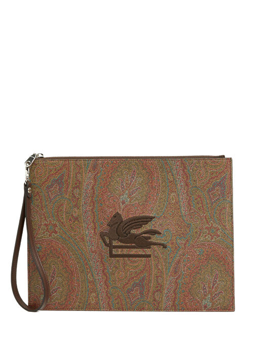 Kahverengi Etnik Desenli Erkek El Portföyü