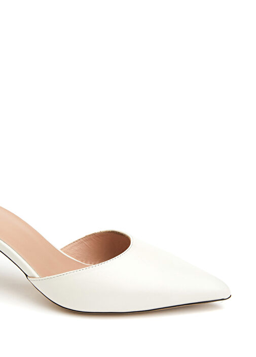 Krem Deri Topuklu Ayakkabı - Görsel 7