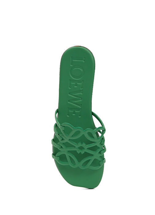 Petal Anagram Yeşil Kadın Deri Terlik - Görsel 5
